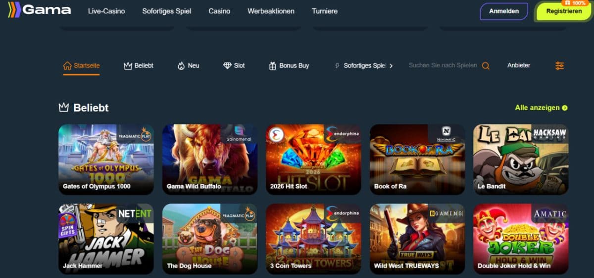 Gama Casino: 100 Freispiele gratis & 2.500+ Spiele image 1
